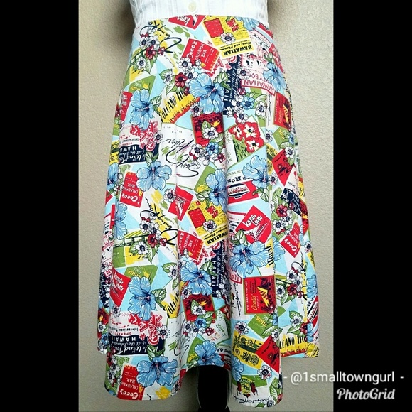 VTG Zinc Hawaiian Graphic Print Fit & Flare 10/11 - Picture 4 of 8